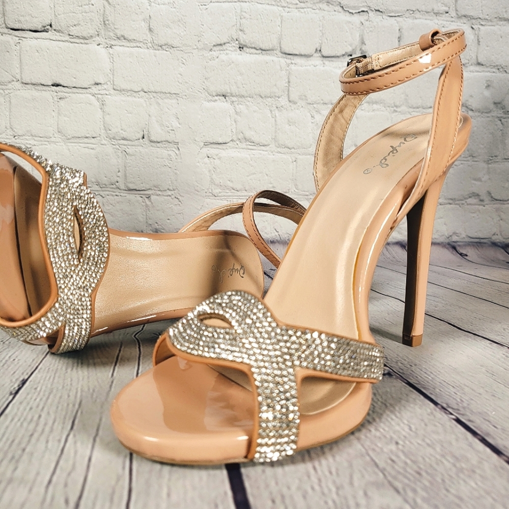 Rhinestone High Heel Strapy Sandals | Qupid
